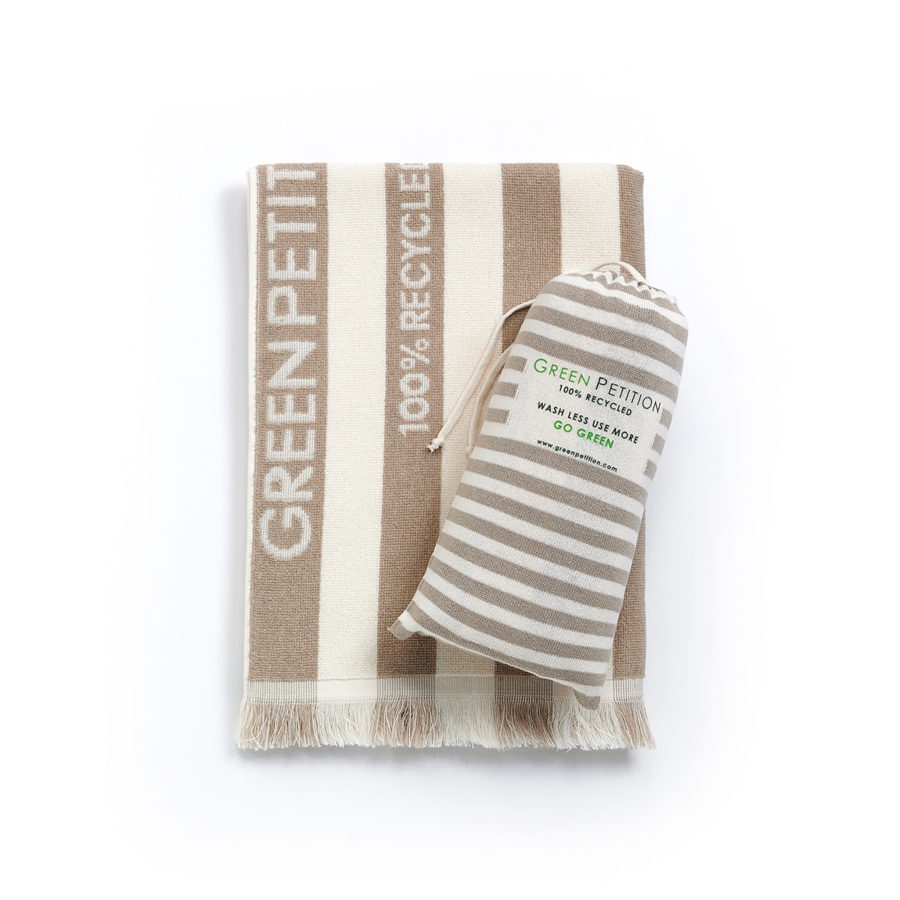 sand beige stripped beach towel