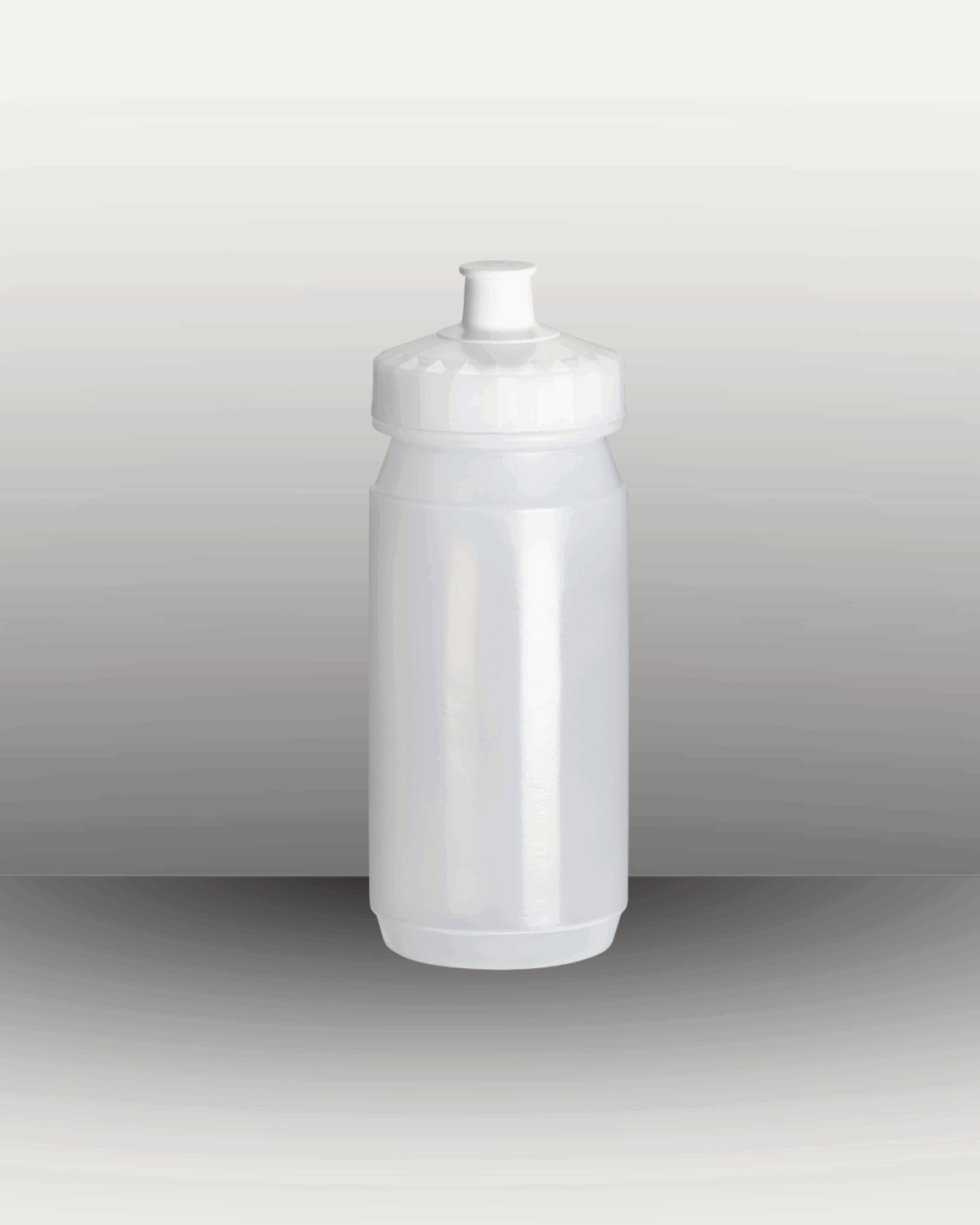 One transparent cycling water bottle with an empty background