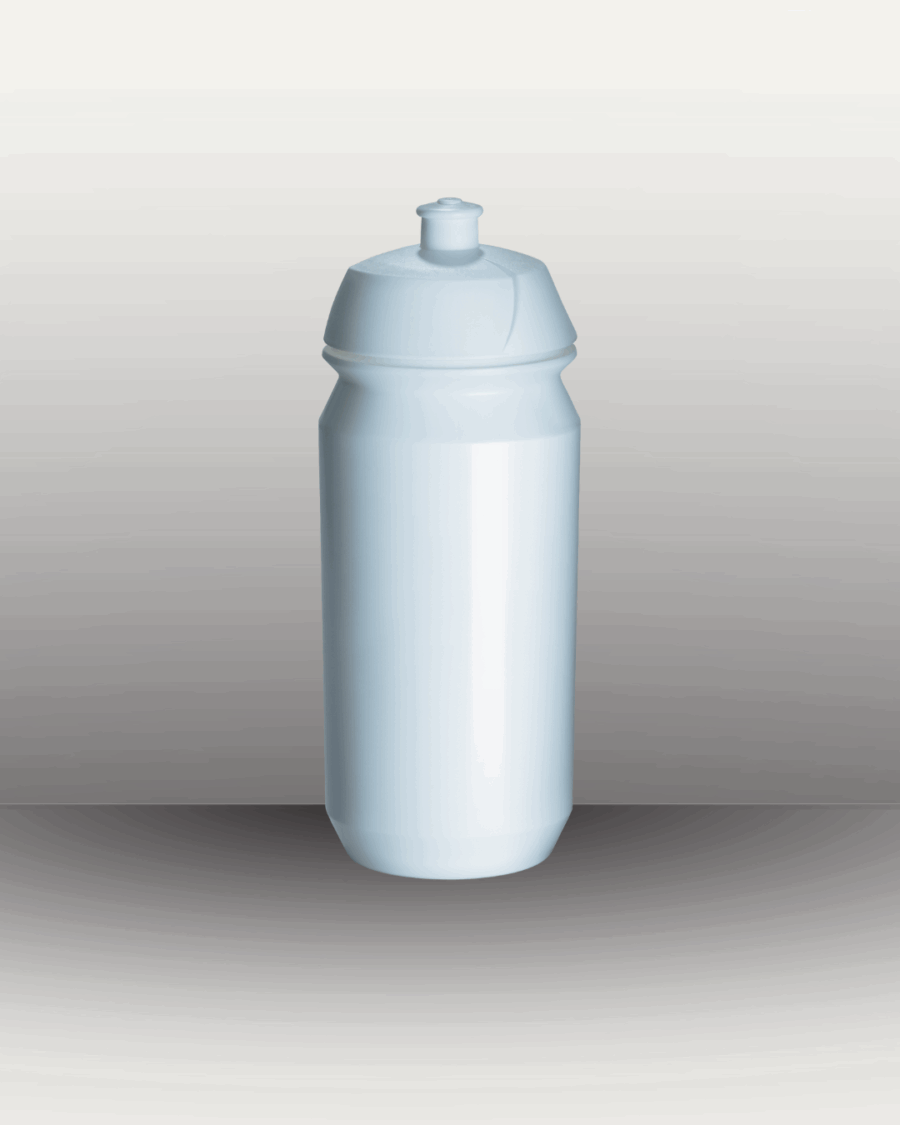 One classic blue sky cycling water bottle with an empty background