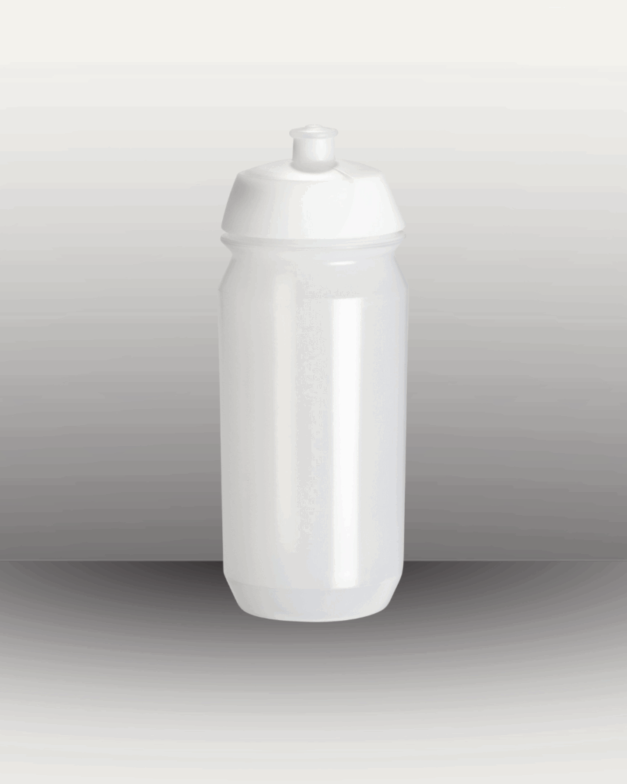 One classic transparent cycling water bottle with an empty background